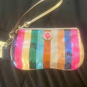 Vintage small colorful coach wristlet